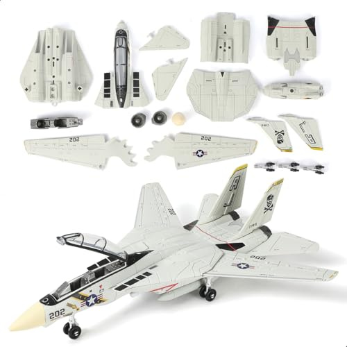 SEBUNAS F-14 Tomcat Kampfjet, Maßstab 1:72, Schnellbau-Modellbausatz, Kunststoff, Militär-F14-Spielzeugflugzeug, Montageflugzeugmodell mit Ständer (36 Teile)