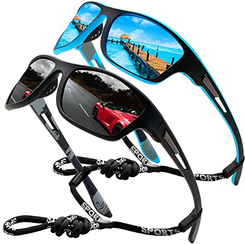 Polarisierte Sonnenbrille Herren Damen für fahrradbrille polbrille angeln | HD TAC Gläser,UV400 Schutz,Leichte TR90 Rahmen,Autofahren,Reisen,Laufen,Golfen,Brille,Klassisch Sportbrille Riemen
