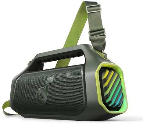 soundcore Anker Motion Boom Plus 2 IP67 Lautsprecher für Draußen, 80W Stereo Sound, Individueller EQ & BassUp, USB-C, Bluetooth, Integrierte Powerbank, Wasserdicht, für Camping, Pool, Strand, Garten