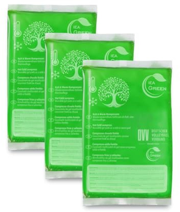 IEA Green Kalt Warm Kompresse 3er Set Grün, Wiederverwendbare Gel Kühlpacks & Wärmekissen 12x20 cm, Schmerztherapie, Prellungen, Insektenstiche, Sportverletzungen, Fieber, Weisheitszahn, Knie&Rücken