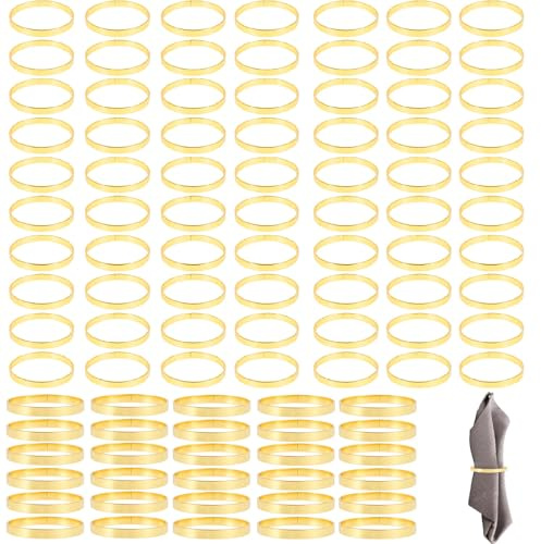 100 Stück Serviettenringe Gold, Elegante Metall Serviettenring,Napkin Rings | Serviettenschnallen, Servietten Ringe für Weihnachten, Thanksgiving, Hochzeit, Bankett, Partys