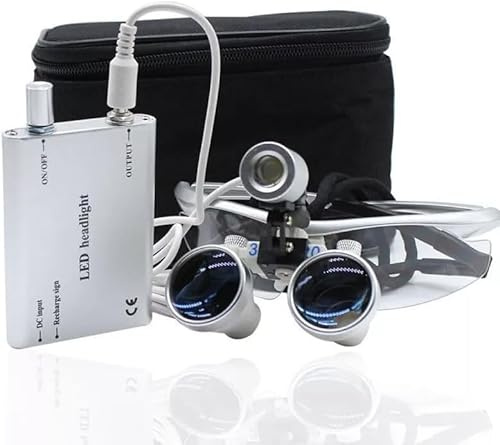 Lupenbrille Zahnarzt, 3.5X 420mm Lupenbrilles mit LED Scheinwerfer Headlight Licht, Dental Lupenbrille für Naharbeit, LED-Stirnbandlupe für Alle Type von Chirurgischen Operation