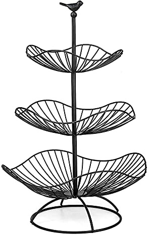 easyBee 3 Stöckig Metall Obstkorb, Gemüse Etagere, Servierkorb Obstschale für Mehr Platz auf der Arbeitsplatte - Hält Obst & Gemüse Frisch, Obstständer Größe: 31cm 25cm 20cm
