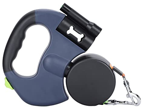 Doppelte Einziehbare Hundeleine, Strapazierfähig, Flexible Einziehbare Hundeleine Doppelleine Zwei Hunde mit LED Licht und Müllbox für Kleine und Mittelgroße Hunde