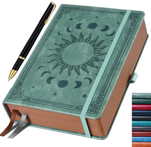 HwxBen Notizbuch (14.5 x 21 cm) Liniert, 360 Seiten – Tagebuch für Erwachsene mit Stift, PU Leder Hardcover Notizblock – Ideal als Geschenk für Familie und Freunde – Premium Grau