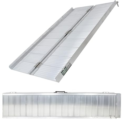 TRUTZHOLM Rollstuhlrampe klappbar 152 cm Traglast 272 kg Aluminium | Auffahrrampe Schwellenrampe mit geriffelter Oberfläche und Tragegriff