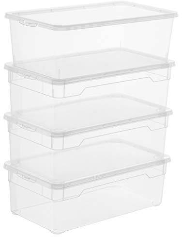 Rotho Clear 4er-Set Aufbewahrungsbox 5l mit Deckel, Kunststoff (PP) BPA-frei, transparent, 4 x 5l (33.0 x 19.0 x 11.0 cm)