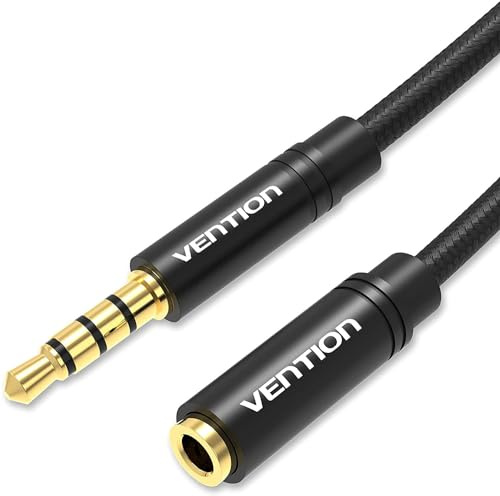 VENTION-Kopfhörer-Verlängerungskabel,3,5-mm-Audio-Verlängerungskabel,Stereo-Audio-Kabel,4 Polig TRRS 3.5mm Stereo-Verlängerungskabel,Stützmikrofon vergoldetes Nylon-Geflechtkabel für Headset/TV/Laptop
