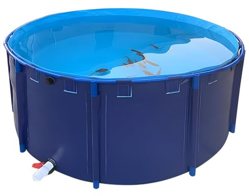 Segeltuch Rahmen Fischteich, Faltbecken für Koi und Teichfische,Extra Großer Rahmen Pool,Gerahmte SchwimmbäderFür Die Wasserspeicherung, Fischzucht, Garnelenzucht, Hydroponische Pflanzen Φ150*80 cm