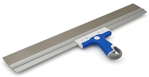 DEWEPRO Edelstahl-Fassadenspachtel 600 x 50 mm – Flächenspachtel mit Aluprofil und 3-Komponenten-Softgriff – robust für Glätten, Spachteln und großflächige Oberflächenbearbeitung