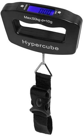 Hypercube Tragbare digitale Reisewaage mit Tara-Funktion, 50 kg, Schwarz