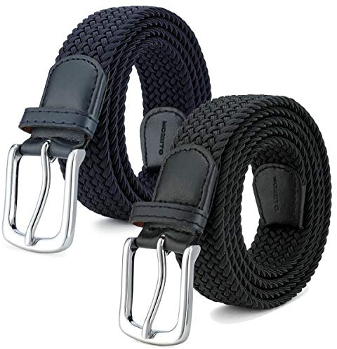 MOZETO Elastischer Stretch Flechtgürtel 3,3 cm Unisex stufenlos verstellbar