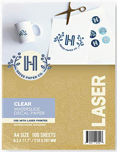 Hayes Paper Co. Waterslide Aufkleberpapier, transparent, A4, 100 Blatt