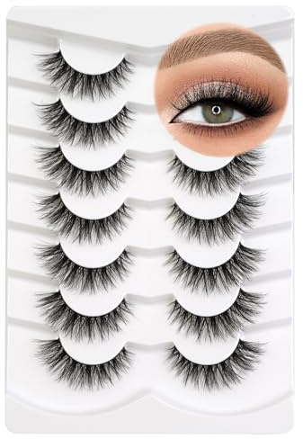 Happy Heartbeat 3D Clear Band Falsche Wimpern Natürlich Look Cat Eye Künstliche Wimpern Wispy Faux Mink lashes Flauschig Weiche Fake Eyelashes 7 Paare(No.212)