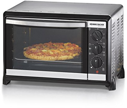 ROMMELSBACHER Kleinbackofen BG 1055/E - 18 Liter Backraum, 7 Heizarten inkl. Umluft, Temperaturen von 80-230 °C, Doppelverglasung, Innenbeleuchtung, Zeitschaltuhr, 1050 W, Edelstahl
