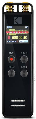 KODAK VRC550 - Spraakrecorder met hoge intensiteit, geavanceerde mini-spraakrecorder met oplaadbare batterij, spraakbesturing, lithiumbatterij, MP3-speler en luisterapparaat