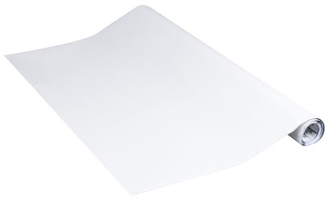 Klebefolie Uni Matt Weiß Dekofolie Möbelfolie Tapeten selbstklebende Folie, PVC, ohne Phthalate, Weiß, 45 cm x 2 m, 160 µm (Stärke: 0,16 mm), Venilia, 53288