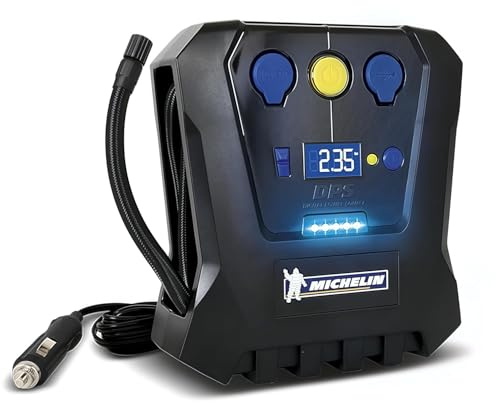 MICHELIN 12V Luftkompressor programmierbar LED Anzeige | Programmierbar digital Reifenpumpe Auto SUV Fahrrad Notfall Kompressor mit LED Anzeige präziser Reifendruck Schnellaufpumpen