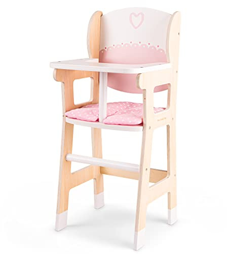 Woet® Holzspielzeug Puppenhochstuhl für Kinder - Mit Kissen inklusive - Für Puppen bis 43 cm - Rollenspiel Spielzeug - Ab 3 Jahren