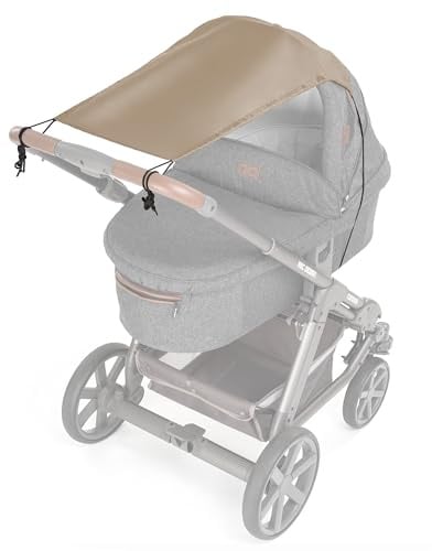 Zamboo Universal Sonnensegel - verstellbarer Kinderwagen Sonnenschutz mit UV Schutz 50 - flexibles Sonnenverdeck für Babywanne - Beige