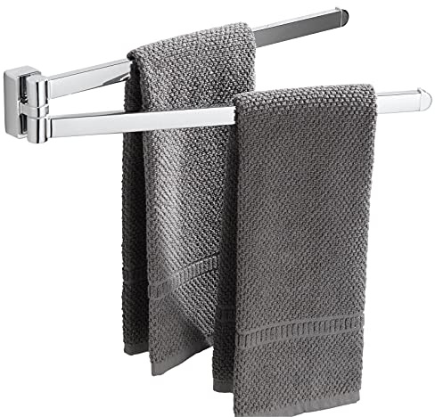 BGL Verchromter Handtuchhalter, Edelstahl, Wandmontage, Handtuchhalter mit 2 Schwenkstangen