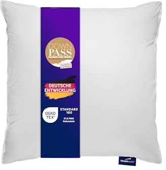 Traumnacht Komfort Daunenkissen mit hochwertiger Halbdaunenfüllung und daunendichtem Bezug aus 100% Baumwolle, Öko-Tex zertifiziert 80 x 80 cm, produziert nach deutschem Qualitätsstandard