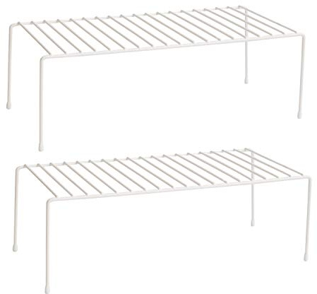 Lonian Küchenschrank Organizer, Haus und Küche Aufbewahrungsregal Drahtregal aus Metall für Küchenschränke, Arbeitsplatten, Speisekammern, Lebensmitteln und Utensilien - Weiß (2 Stück)