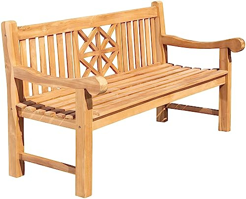 CLP Teak-Gartenbank Florida I Sitzbank Mit Ergonomischer Sitzfläche Aus Vollholz I Sitzhöhe: 44 cm | Farbe Teak Größe 180 cm