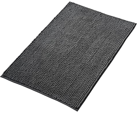 Decomira Badematte rutschfest | Als Badteppich Set kombinierbar | Badezimmer-Teppich Bad-Vorleger waschbar aus Chenille | Duschvorleger für Dusche, Badewannen, WC Deko | Dunkelgrau - 40x60 cm