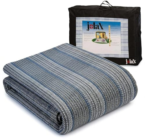 JOLAX Vorzeltteppich 300x500 cm, 500 g/m², Campingteppich Outdoor für Wohnwagen & Wohnmobil, Markisenteppich, PVC-frei, Wasserdurchlässig, Atmungsaktiv, rutschfest, Waschbar 40°C, Blue