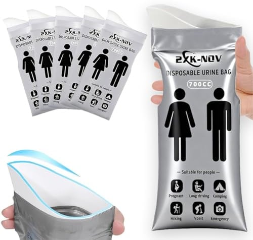 2XK-NOV 12 Stück Einweg-Urinbeutel für Unterwegs, Mobile Notfalltoilette im Auto, 700 ml Gel-Urinbeutel für Camping Toiletten, Reisen, Stau, Erbrochene Beutel, Reisetoilette für Männer, Frauen, Kinder