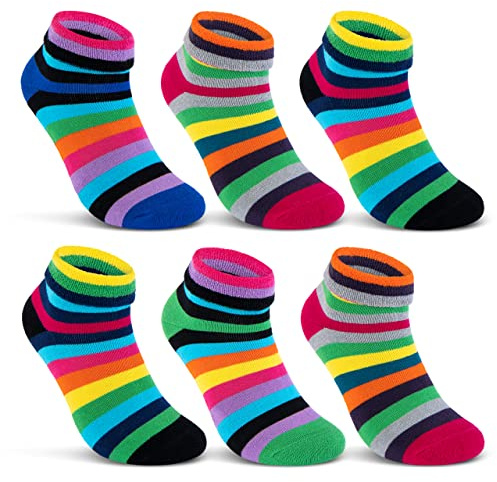 sockenkauf24 2 | 4 | 6 Paar Damen THERMO Socken Innenfrottee warme Wintersocken Umschlagsocken Bunte Ringel