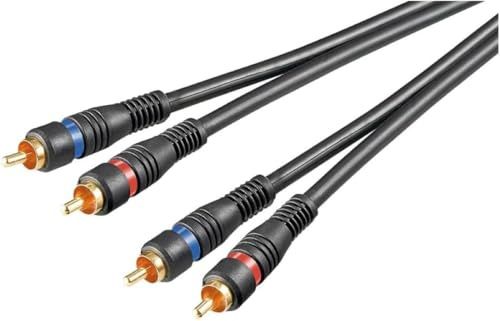 Stereo Cinchkabel 3 m, 2x Cinch auf 2x Cinch, RCA Kabel, Schwarz für HiFi