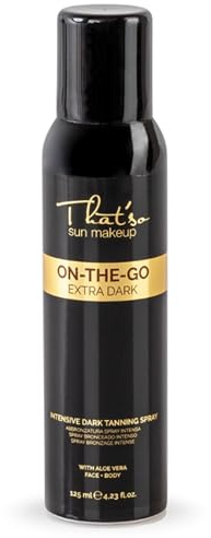 That'so ON THE GO Extra Dark Spray Selbstbràuner Gesicht und Selbstbràuner Kòrper 125ml, Intensives Bràunungsspray mit Aloe Vera, DHA und Matrixyl, Spray Tan fùr sofortige Bràunung, Made in Italy