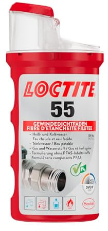 LOCTITE 55, Gewindedichtfaden für schnelle Dichtung, Gewindedichtung für Rohrgewinde und Anschlussstücke, für Gewinde aus Metall und Kunststoff, 1x160m