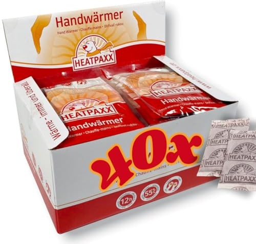 HeatPaxx Handwärmer – 40 Paar – Luftaktivierte Einweg-Wärmepads für Outdoor, Wintersport & Alltag – Bis zu 12 Stunden Wärme