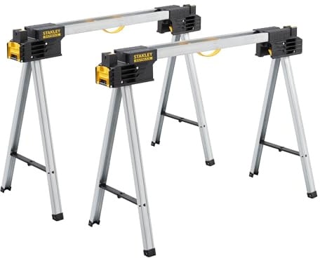 STANLEY FatMax Unterstellbock Metall Paar, 900 kg Tragkraft, klappbar, V-Nut, 2 Stück