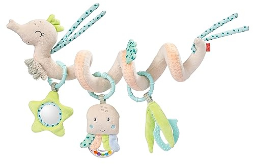 Fehn Activity Spirale Seepferd - Kinderwagen Spielzeug zum Fühlen und Greifen - Babyspielzeug für Bett, Laufstall, Babyschale & Autositz - Motorikspielzeug für Babys und Kleinkinder ab 0+ Monaten