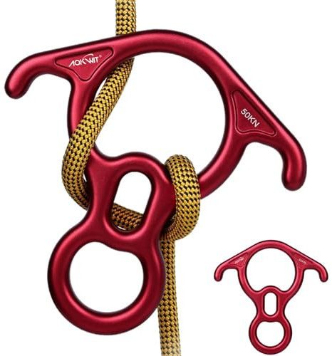 EOSVAP 50KN Rescue Figure, 8 Descender Large Bent-Ear Belaying and Rappelling Gear Belay Device Climbing for Rock Climbing Peak Rescue 7075 Aluminum Alloy