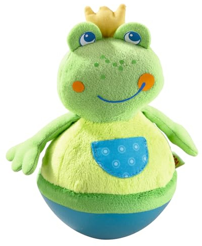 HABA Stehauffigur Frosch – Baby- und Kleinkindspielzeug ab 6 Monaten – Motorikspielzeug aus Velours mit Wackel- & Klingeleffekt – 1005859001