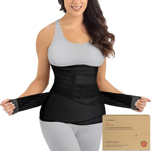 KeaBabies Revive 3 in 1 Postpartum Gürtel für Damen (Midnight Black, M/L) | Bauchgurt nach Geburt Kaiserschnitt,Rückbildungsgürtel nach Geburt,Bauchband nach Geburt,Bauchgurt Schwangerschaft