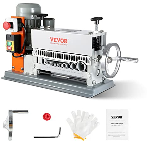 VEVOR Kabelabisoliermaschine Elektrisch 1,5-36mm Kabelschälmaschine 370W Abisoliermaschine 11 Abisolierkanäle Abisolierzange mit Kurbel 65-Mn-Federstahl Klinge Ideal zum Abisolieren von Kupferdraht