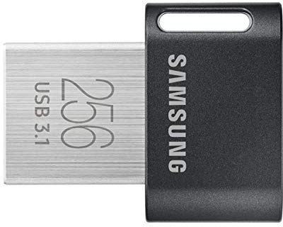 Samsung FIT Plus USB-Stick Typ-A, 256 GB, 400 MB/s Lesen, 110 MB/s Schreiben, kompakter USB 3.1 Speicherstick mit Schlüsselring, Gray, MUF-256AB/APC