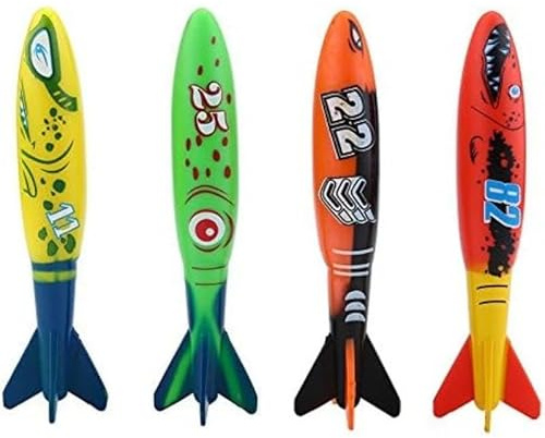 Hominas Torpedo Spielzeug 4 Stück Tauchen Spielzeug Kunststoff Tauchtorpedo Banditen 13 cm Sommer Poolparty Geschenk für Jungen Mädchen