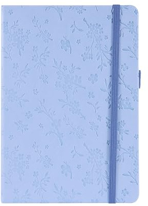 Idena 11367 - Notizbuch A5, Floral in Blau, 80 Seiten kariert, 80 g/m², mit Gummiband und Stiftschlaufe, FSC-Mix