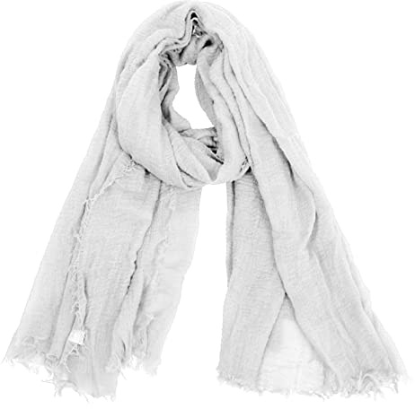 Van Der Rich ® - Schal mit fein gekreppter Oberfläche für Damen und Herren (21-Weiß, One Size)