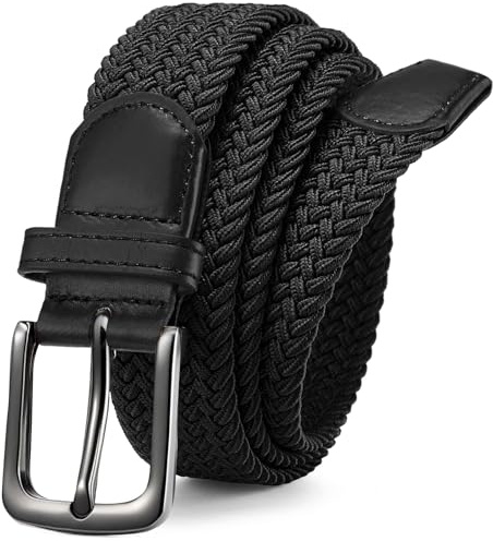 Bon4Extrao Elastischer Gürtel Herren, 35mm Stretch Gürtel Herren Stoff Stufenlos Verstellbarer, Flechtgürtel für Jeans, Chino & Business, Ideal für Alltag & Reise