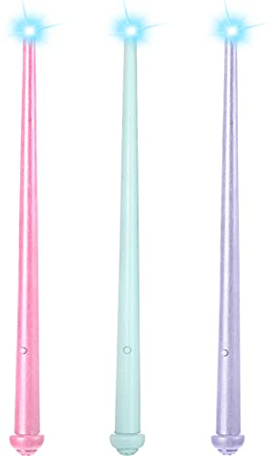 Weewooday 3 Stück Leuchtende Zauberstäbe mit Licht und Sound Feenstäbe Spielzeug Hexen Zauberstäbe Party Kostüm Zubehör für Halloween Cosplay Maskerade (Rosa, Lila, Blau)