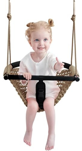 SFITVE Babyschaukel Outdoor Indoor,Kinderschaukel mit verstellbaren Seilen | Schaukel Kinder für Heavy Duty Seilspiel Sicher Kinder Swing Set, für Outdoor Indoor,Garten Khaki