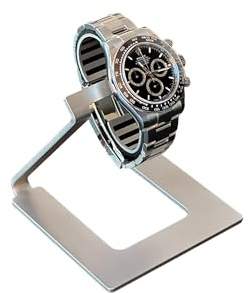 INDULOU Uhrenständer Edelstahl – Premium Uhrenhalter mit Leder‑Schutz – minimalistisch & kompakt – ideal für Uhrensammler & Uhrenliebhaber Modell UNO